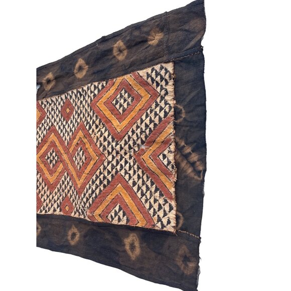 Vintage African Kuba Cloth Tapestry Wall Hanging With Geometric Patterns - Picture 12 of 16